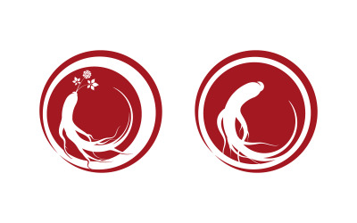 Ginseng herbal vector icon illustration logo design template v.18