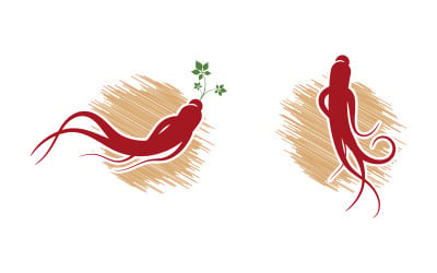 Ginseng herbal vector icon illustration logo design template v.25