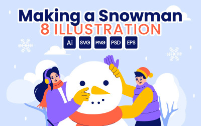 8 Making a Snowman Illustration