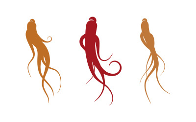 Plantilla de diseño de logotipo con ilustración de icono vectorial de hierbas de ginseng v.10