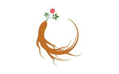 Plantilla de diseño de logotipo con ilustración de icono vectorial de hierbas de ginseng v.1