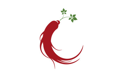 Plantilla de diseño de logotipo con ilustración de icono vectorial de hierbas de ginseng v.6