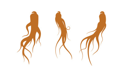Plantilla de diseño de logotipo con ilustración de icono vectorial de hierbas de ginseng v.7