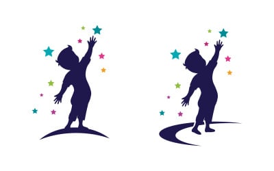 Happy kids concept vector illustration icon Logo design v.11