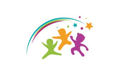 Happy kids concept vector illustration icon Logo design v.2