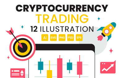 12 Handel med kryptovaluta och blockkedjeillustration