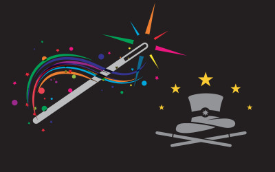 Modello di progettazione dell&amp;#39;illustrazione dell&amp;#39;icona del logo dell&amp;#39;evento circense dello spettacolo di magia v.32