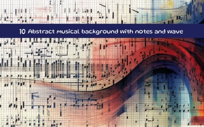 Abstract musical background with notes and wave