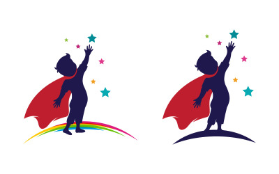 Happy kids concept vector illustration icon Logo design v.13