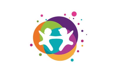 Happy kids concept vector illustration icon Logo design v.6