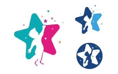 Happy kids concept vector illustration icon Logo design v.8