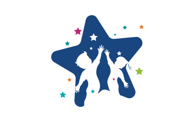 Happy kids concept vector illustration icon Logo design v.9