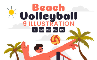 9 Beachvolleyboll spelare Illustration