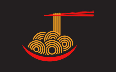 Modello di progettazione dell&amp;#39;illustrazione del logo del cibo di noodles v.15