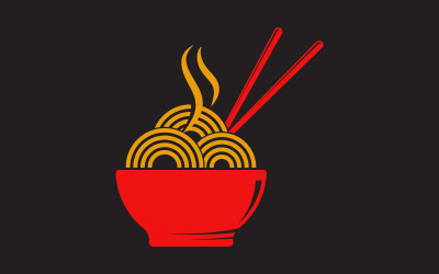 Modello di progettazione dell&amp;#39;illustrazione del logo del cibo di noodles v.1