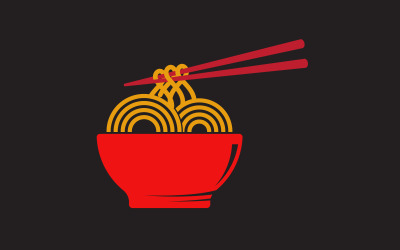 Noodles food Logo sign illustration design template v.2