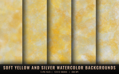 Soft Yellow and Silver Watercolor Backgrounds