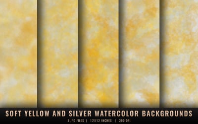 Weiche gelbe und silberne Aquarellhintergründe