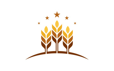 Wheat rice vector icon logo illustration design template v.6