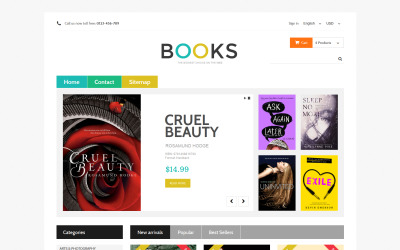 "Online Bookstall" - адаптивний PrestaShop шаблон №48977