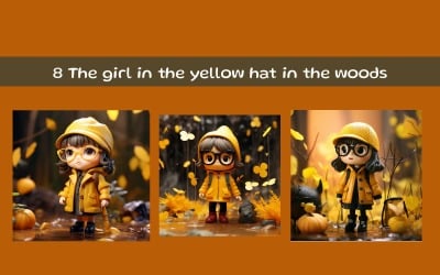 Девушка в желтой шляпе в лесу