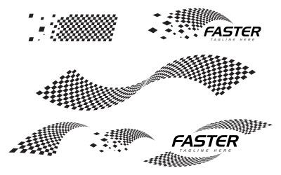 Modèle d&amp;#39;illustration de conception de concept de vitesse de drapeau de course plus rapide v.2