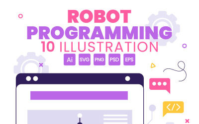10 Illustrazione di programmazione di robot di intelligenza artificiale
