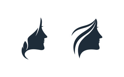 Kadın yüzü siluet karakter çizimi logo simgesi vektörü v.3