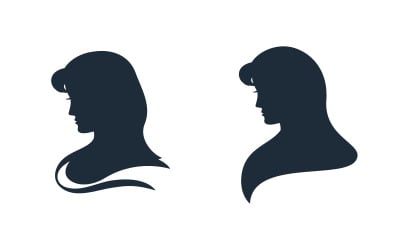 Woman face silhouette character illustration logo icon vector v.5