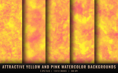 Attraktive gelbe und rosa Aquarell-Hintergründe
