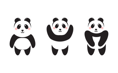 Panda sevimli simge Şablon vektör çizim tasarımı v.2