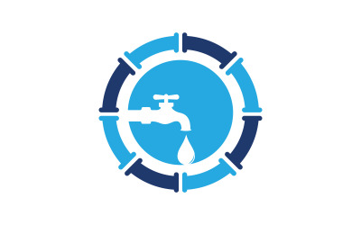 Sıhhi tesisat su logosu Vektör simge tasarım çizimi Şablon v.1