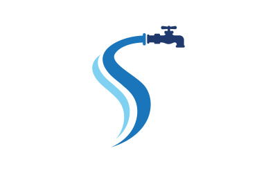 Sıhhi tesisat su logosu Vektör simge tasarım çizimi Şablon v.4