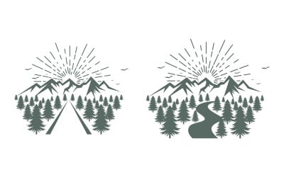 Forest mountain Vector icon design illustration v.10