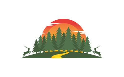 Forest mountain Vector icon design illustration v.14