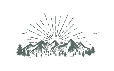 Wald, Berg, Vektor, Symbol, Design, Abbildung, v.6