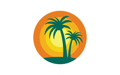 Palm tree with sun summer beach logo template v.10
