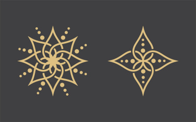 Geometrisk logotyp mall. Vector cirkulära arabiska dekorativa symboler v.4