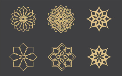 Geometrisk logotyp mall. Vector cirkulära arabiska dekorativa symboler v.5