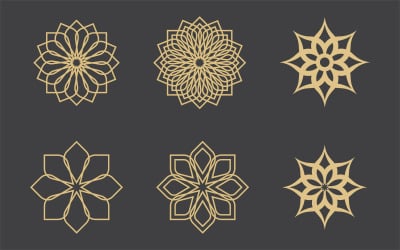 Modello di logo geometrico. Simboli ornamentali circolari arabi vettoriali v.5