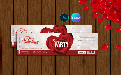 Valentine's Day Party Ticket Template - Customizable &amp;amp; Easy to Use