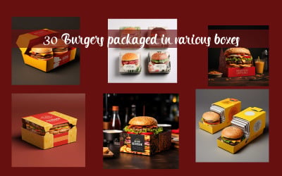 Burgers verpakt in verschillende dozen
