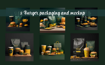 Empaque y maqueta de hamburguesas