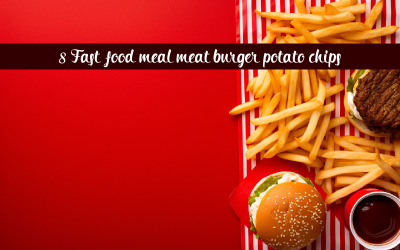 Fast food pasto carne hamburger patate cips sfondo