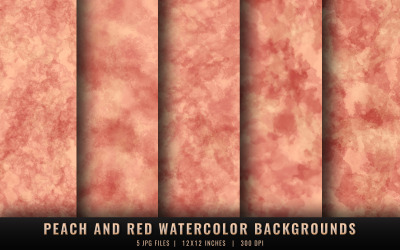 Pfirsichfarbene und rote Aquarellhintergründe