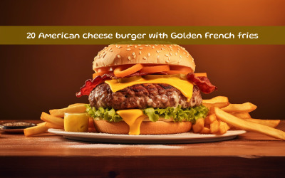 Altın rengi patates kızartmasıyla Amerikan cheeseburger
