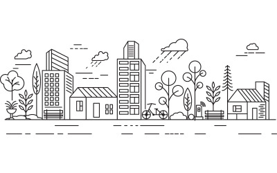 City Building Line art Vector Illustration template design v.4