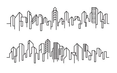 City Building Line art Vector Illustration template design v.9