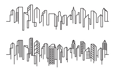 City Building Line art vektorillustration malldesign v.8