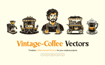 Icônes vectorielles de café vintage